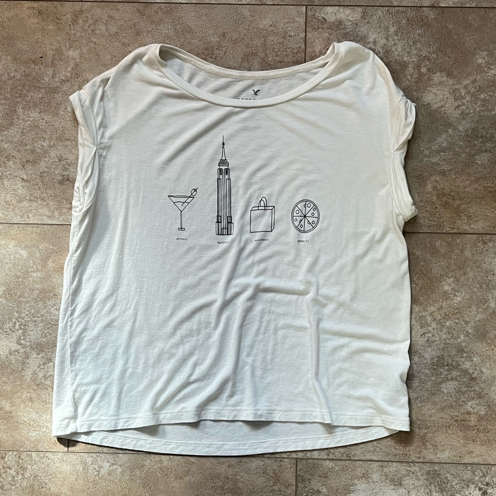 Casual White NYC Graphic Tee Womens Size XS